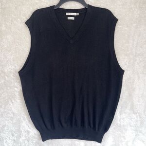Peter Millar Black Merino Wool Vest Mens XL Sleeveless Sweater V Neck Top Casual